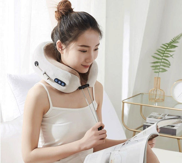 U Shaped Massage Pillow Neck Massage Device Electric Neck Massager Apparatus Shoulder Back Cervical Massager For Body Relaxation - Divine Matsya